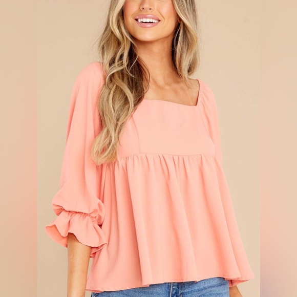 Smocked Square Neck Flounce Sleeve Blouse - Picture 4 of 12